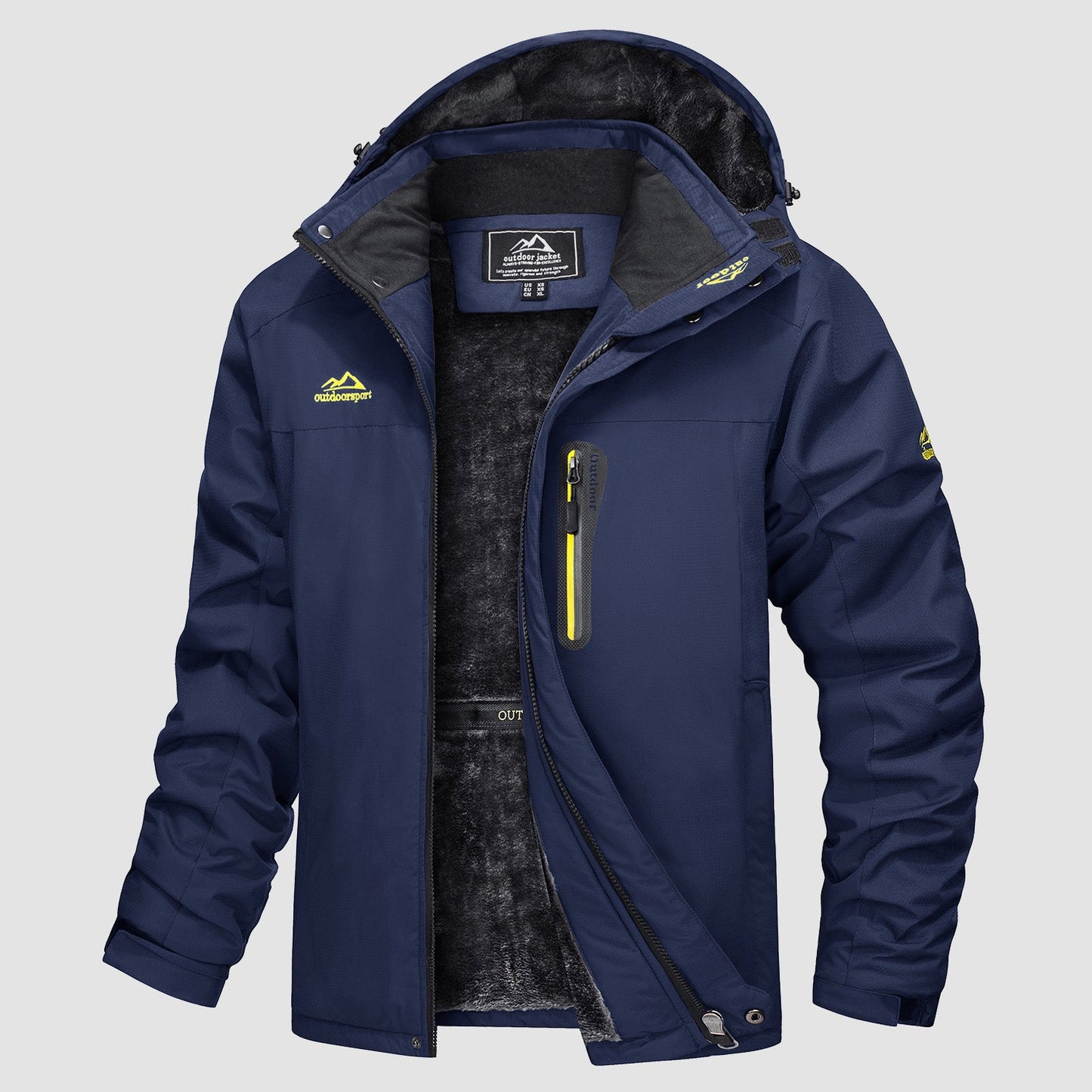 Men's water-resistant ski jacket fleece-lined parka in bold colors with adjustable drawcord ultra-warm shell