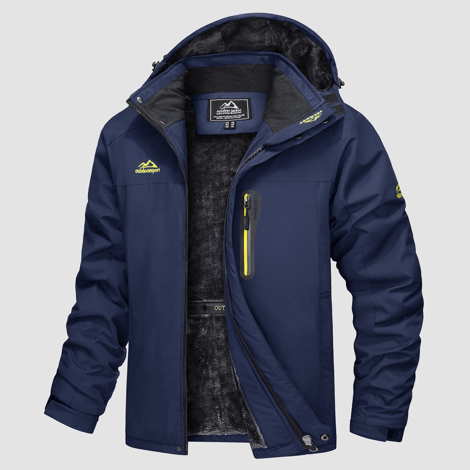 Men's water-resistant ski jacket fleece-lined parka in bold colors with adjustable drawcord ultra-warm shell