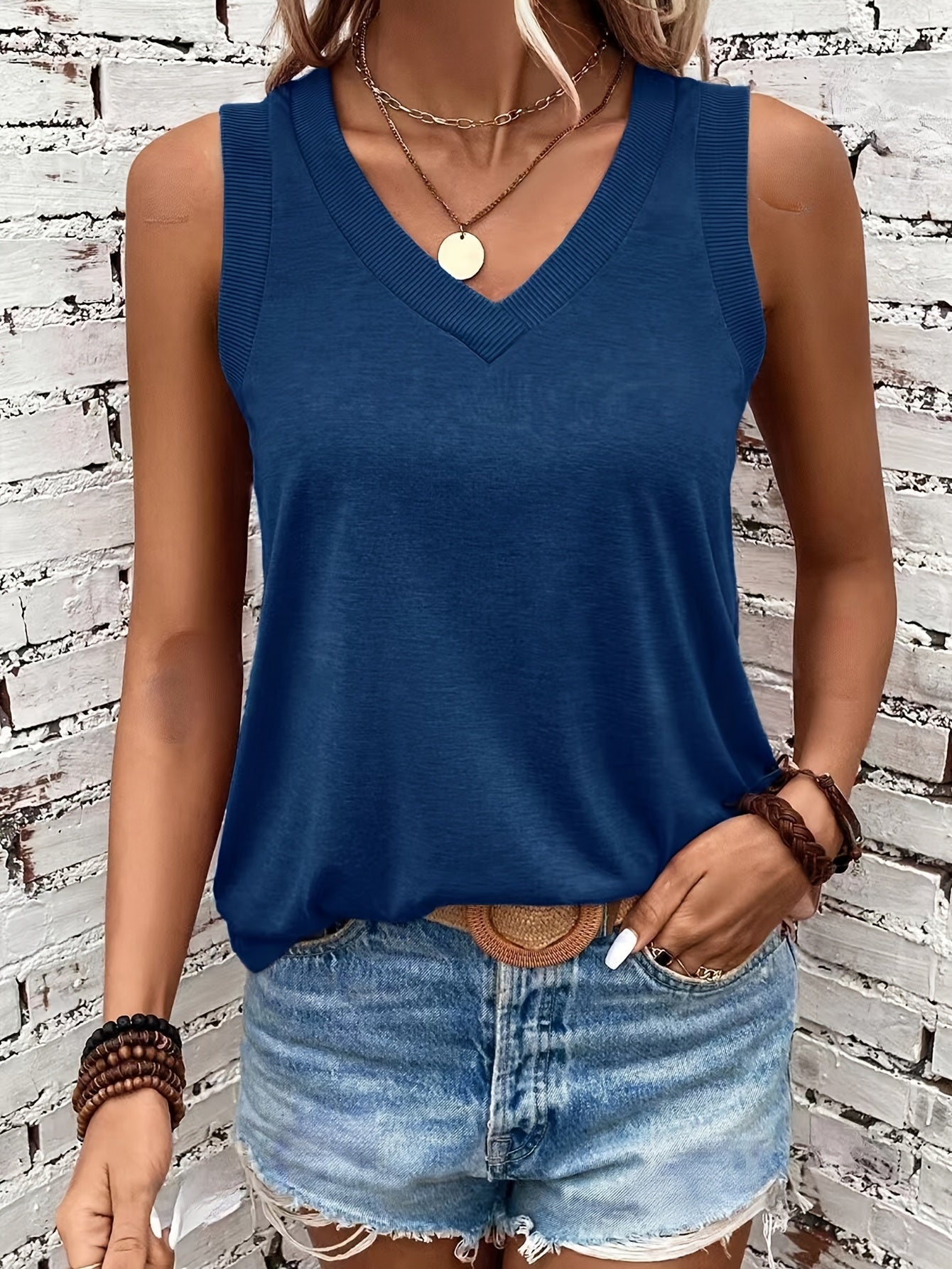 Quinty women's linen tank top sleeveless classic cut breathable lightweight essential for warm days