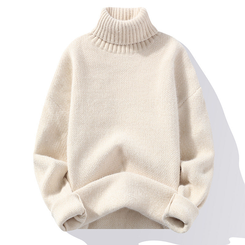 Men's soft cotton knit turtleneck sweater, classic refined neckline for versatile everyday style