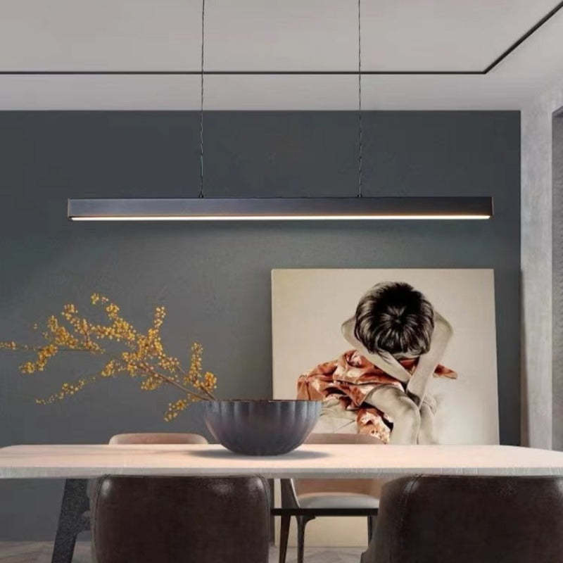 Industrial LED pendant lamp sleek metal frame acrylic diffuser modern interior dining kitchen lighting