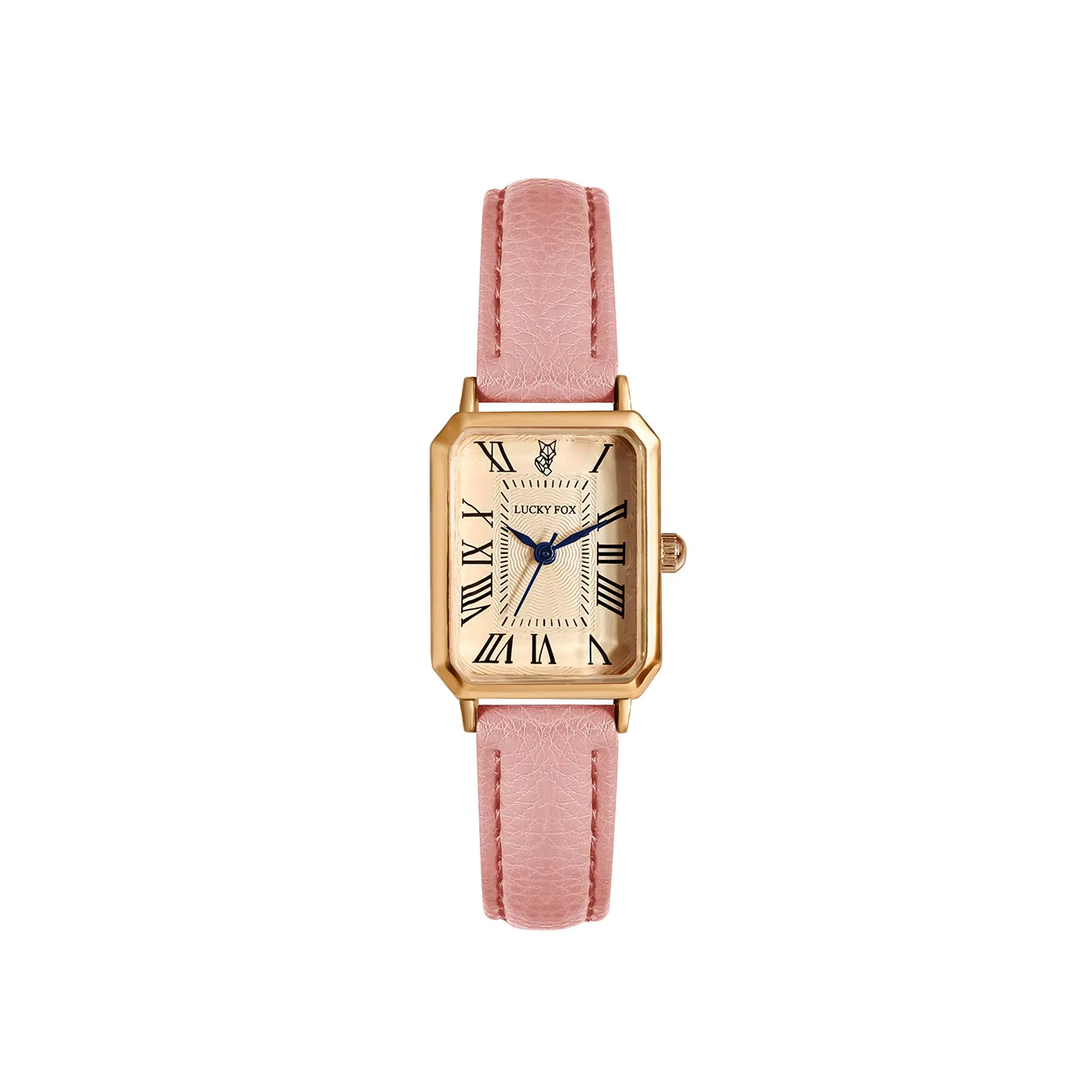 Versailles rectangle dress watch gold-tone case Roman numeral dial leather strap for professionals
