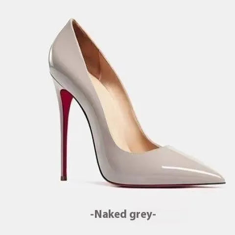 Black patent leather stiletto heels 12cm heel soft sole elegant everyday wear women