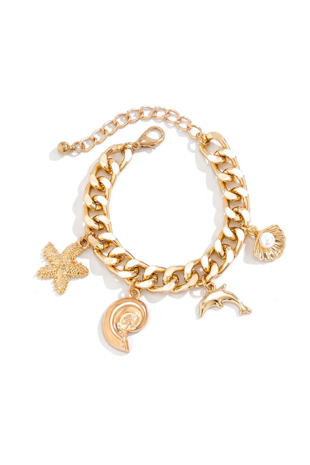 Ocean-themed alloy pendant bracelet with coastal charm, vacation-ready jewelry for beach lovers