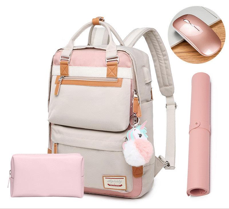 Women waterproof laptop backpack 15.6 inch shockproof stylish design elegant shoulder bag