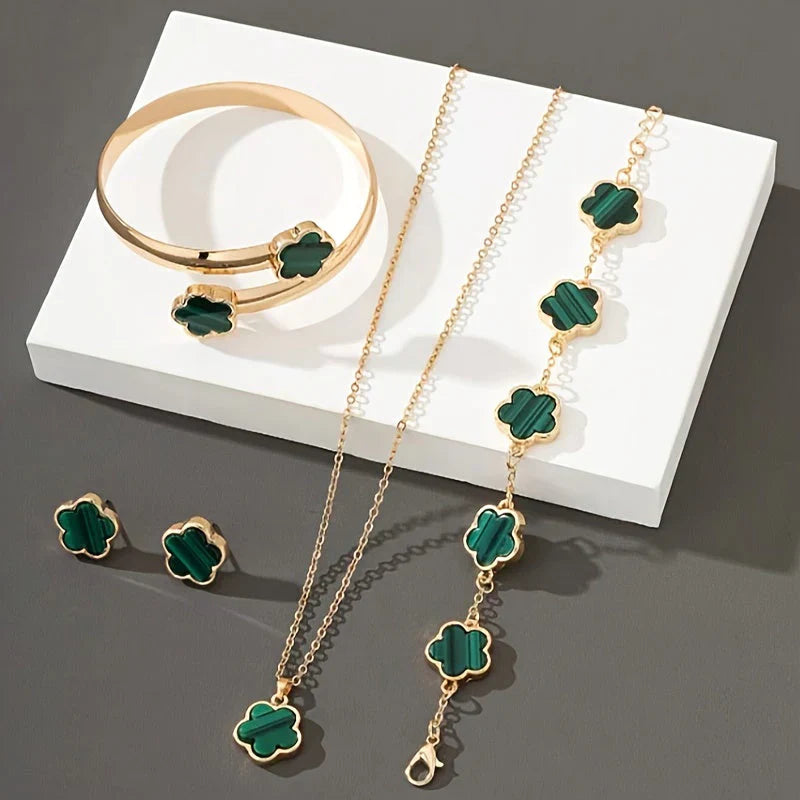 Sienna 3-piece jewelry set necklace earrings bracelet delicate flower charms feminine women