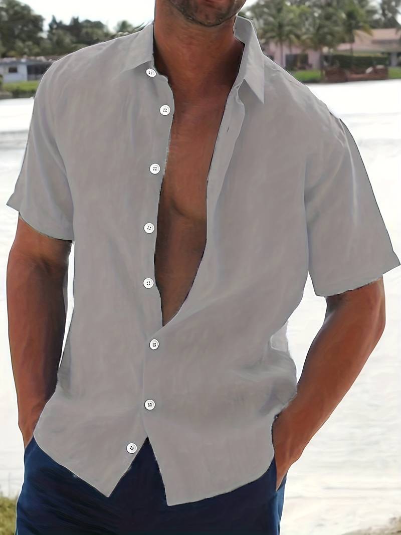 Men's casual short sleeve shirt spring style breathable premium comfort everyday wear classic fit