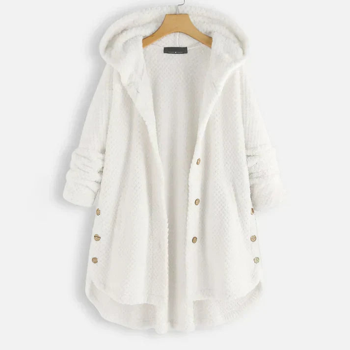 Women's cozy fleece winter jacket in soft tones, stylish cut with breathable warmth for everyday wear
