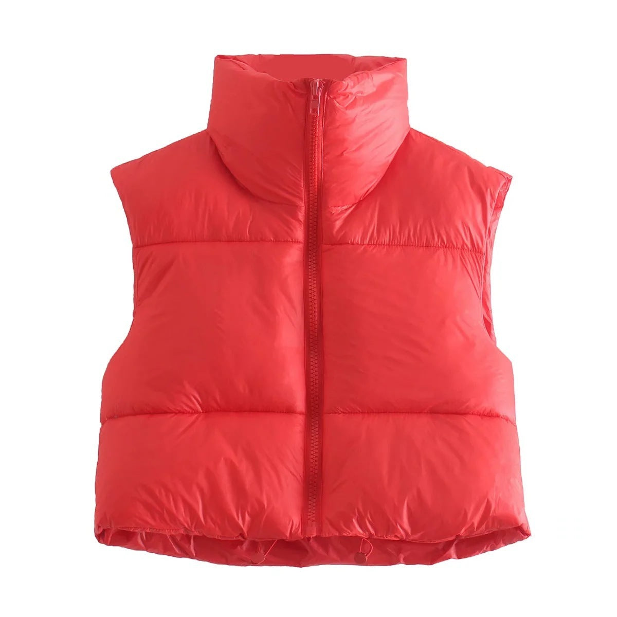 Women's lightweight sleeveless puffer vest, stand collar British-inspired style, urban winter warmth
