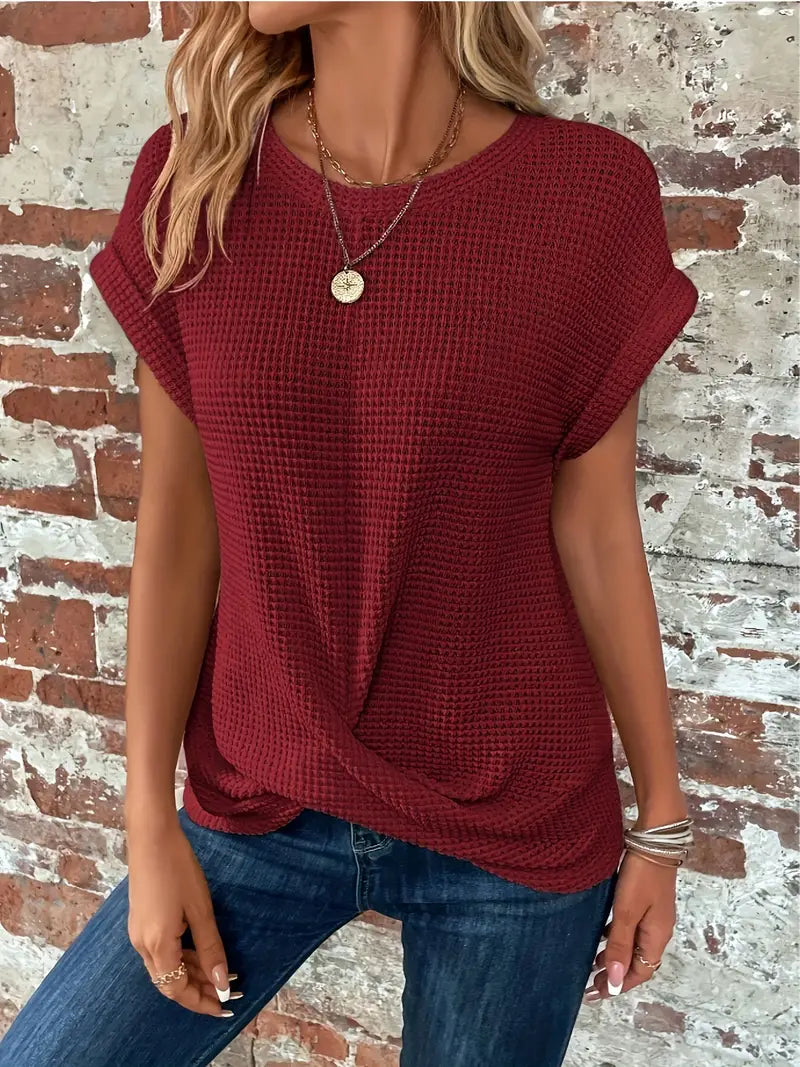 Women's relaxed-fit casual knit top in soft breathable cotton for everyday comfort