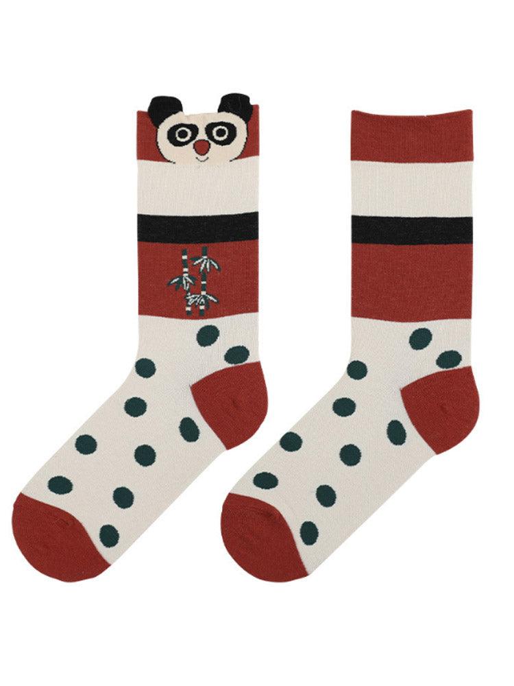 Colorful animal print crew socks soft breathable cotton blend fun novelty design for kids and adults