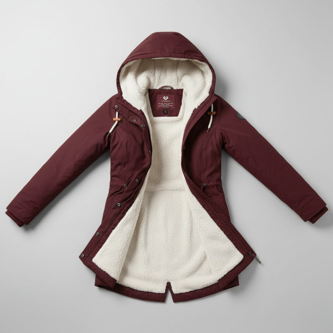 Men's water-resistant hooded winter jacket with sherpa fleece lining for cold weather