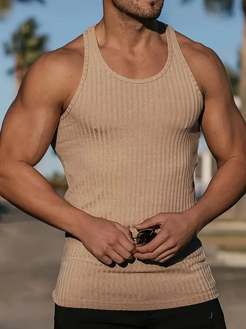 Men's breathable lightweight tank top relaxed fit versatile casual style for active everyday wear