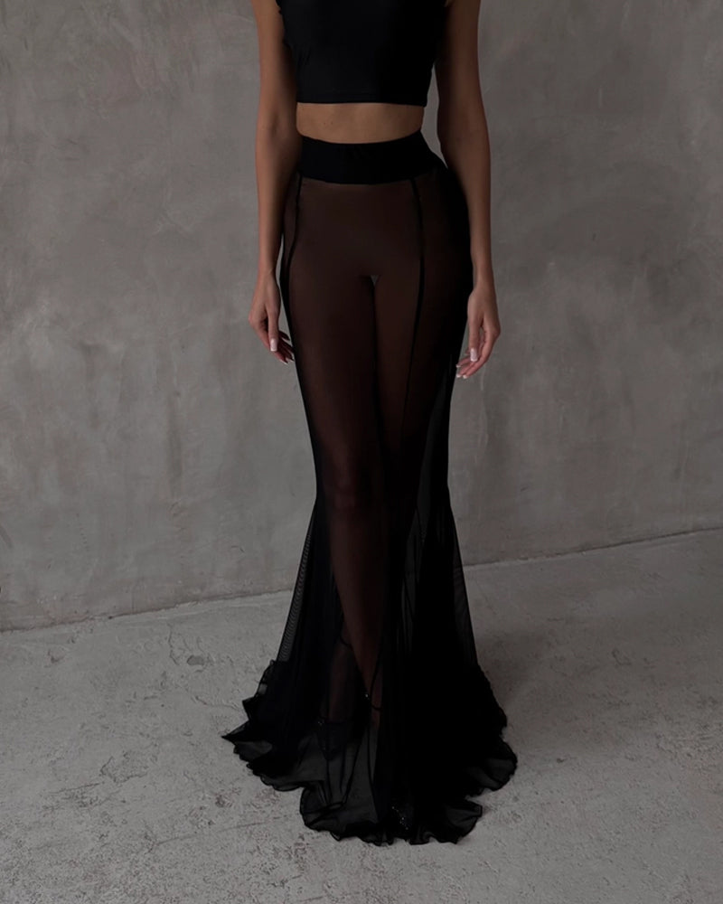 Women casual polyester two-piece jacket and sheer skirt set versatile suit for daily wear all season