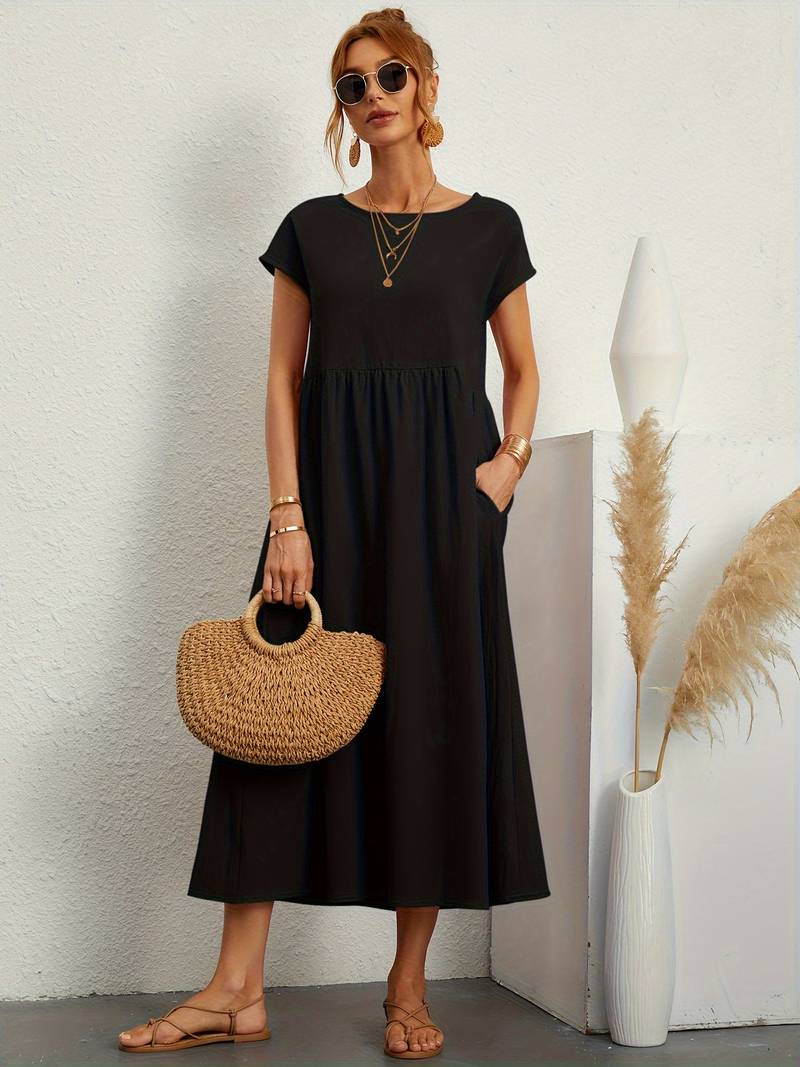 Emily women's crew-neck dress timeless silhouette easy-care fabric spring summer essential