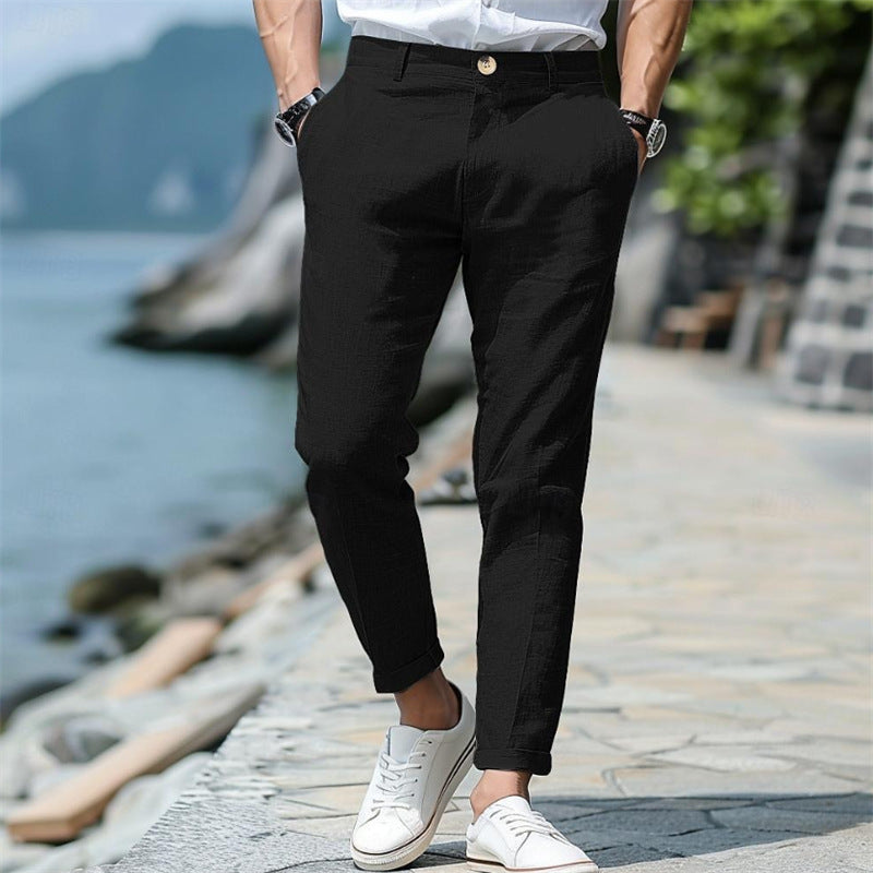 Men's Willem straight-leg linen pants breathable lightweight fabric timeless summer style