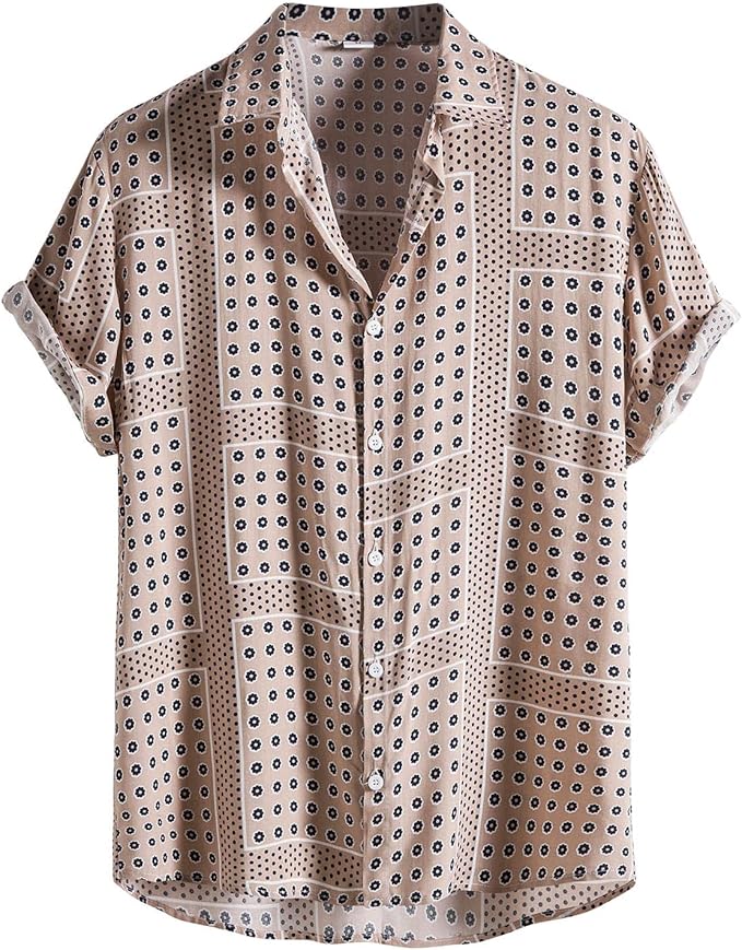 Monte Carlo houndstooth button-up shirt relaxed fit breathable cotton blend crisp collar office wear
