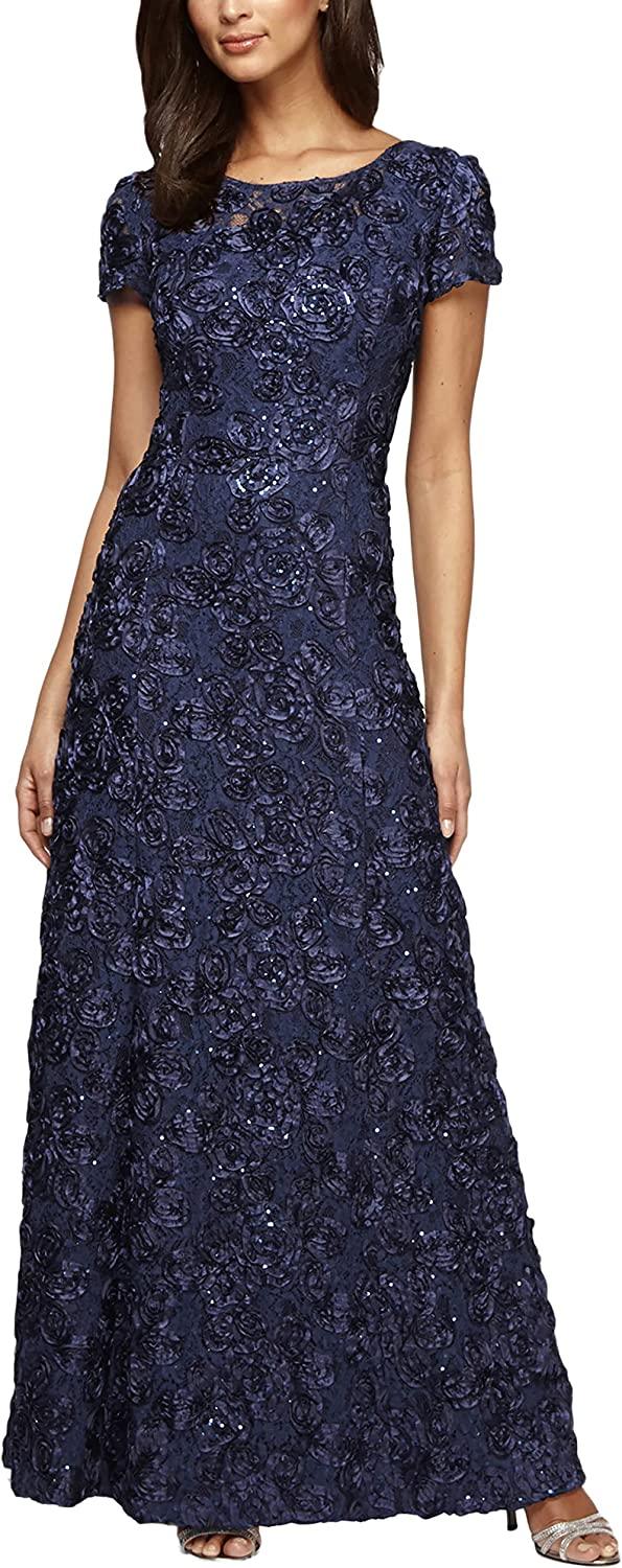Alex Evenings AE81171346 Long Cap Sleeve Formal Dress - Urbann-Vibe