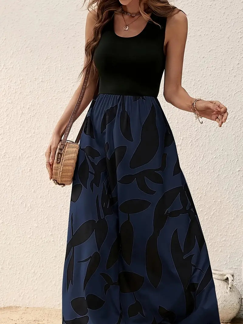 Taylor sleeveless maxi tank dress, loose-fit beachwear in casual warm-weather style with relaxed silhouette