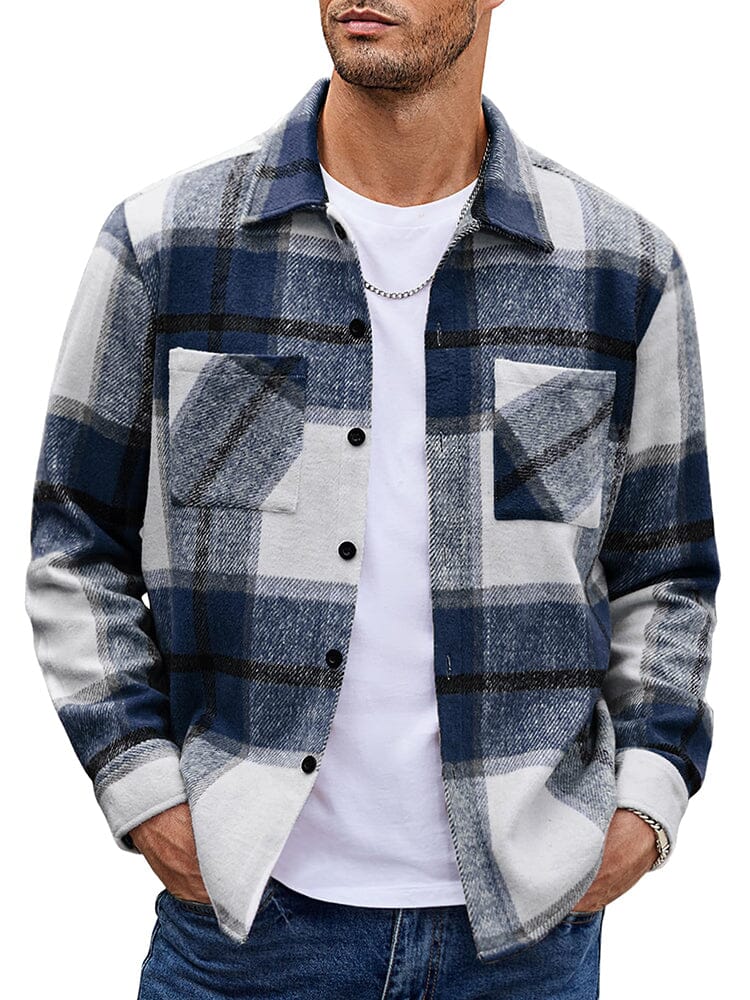 Men's relaxed-fit checked casual jacket with classic button front closure for everyday layering