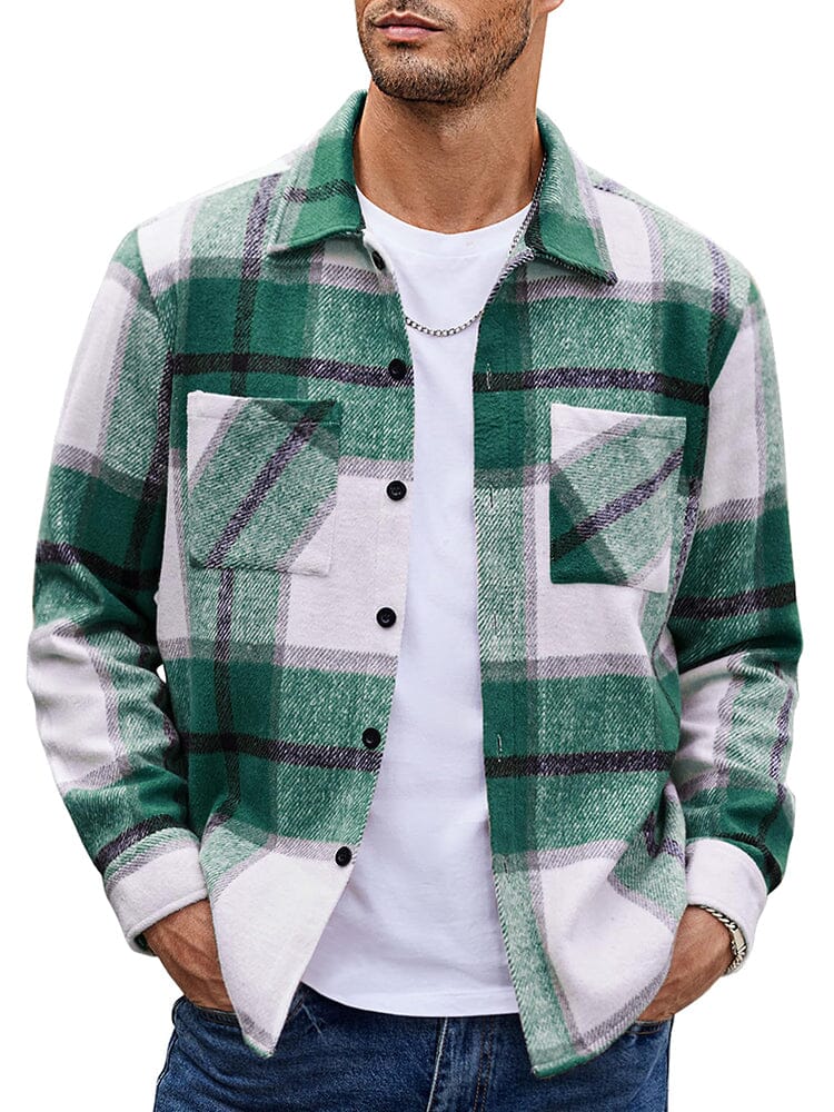 Men's relaxed-fit checked casual jacket with button front closure for everyday layering
