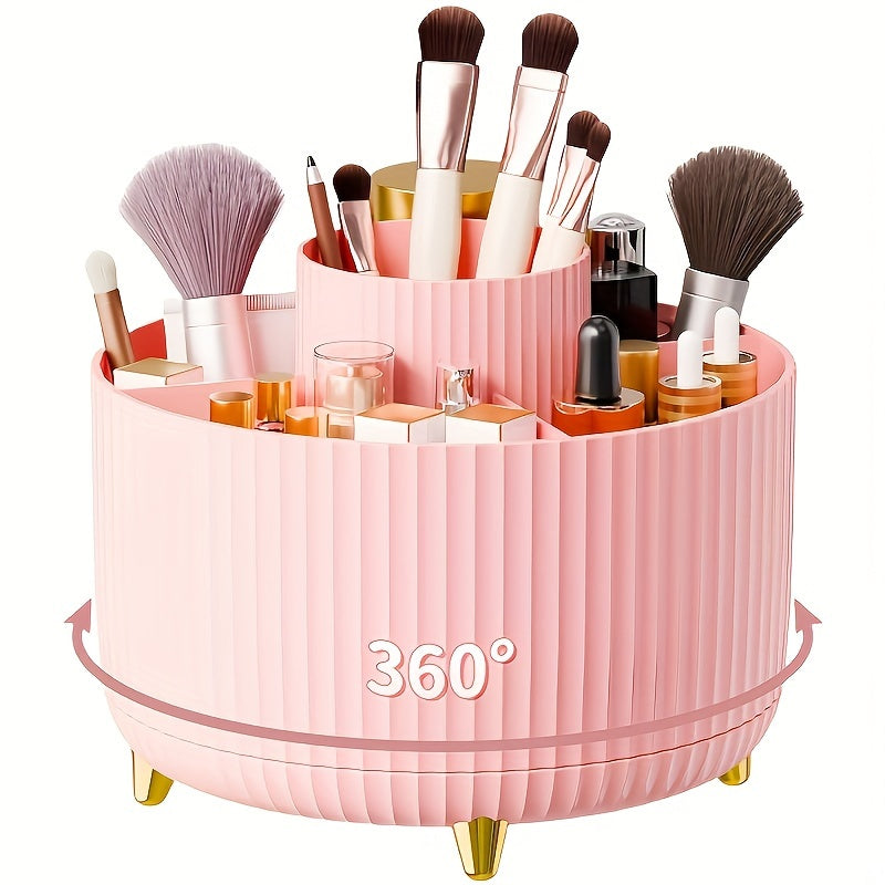 360° rotating makeup organizer stand elegant space-saving cosmetic accessory holder for vanity storage