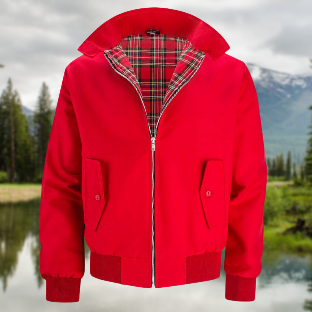 Men's short zip-up jacket lightweight casual urban style with classic collar and clean silhouette