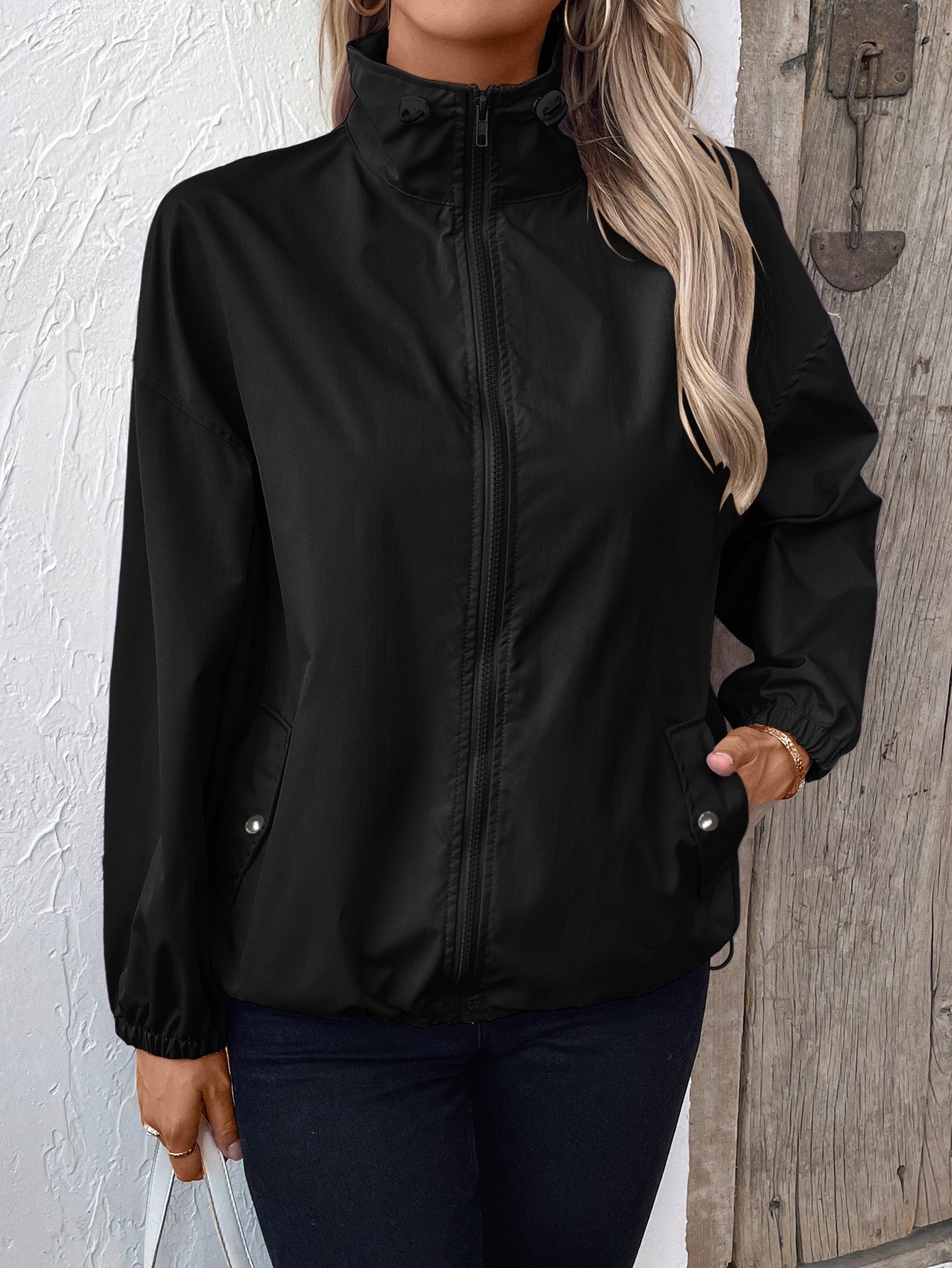 Women's lightweight waterproof raincoat for outdoor activities, all-weather protection slim fit