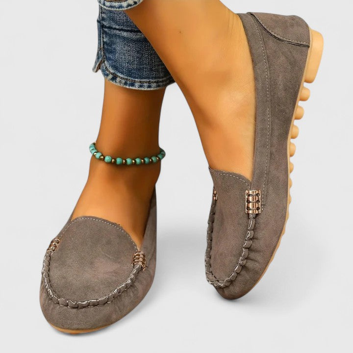 Ruby | Women's Suede Slip-On Loafers Flat Moccasin Shoes