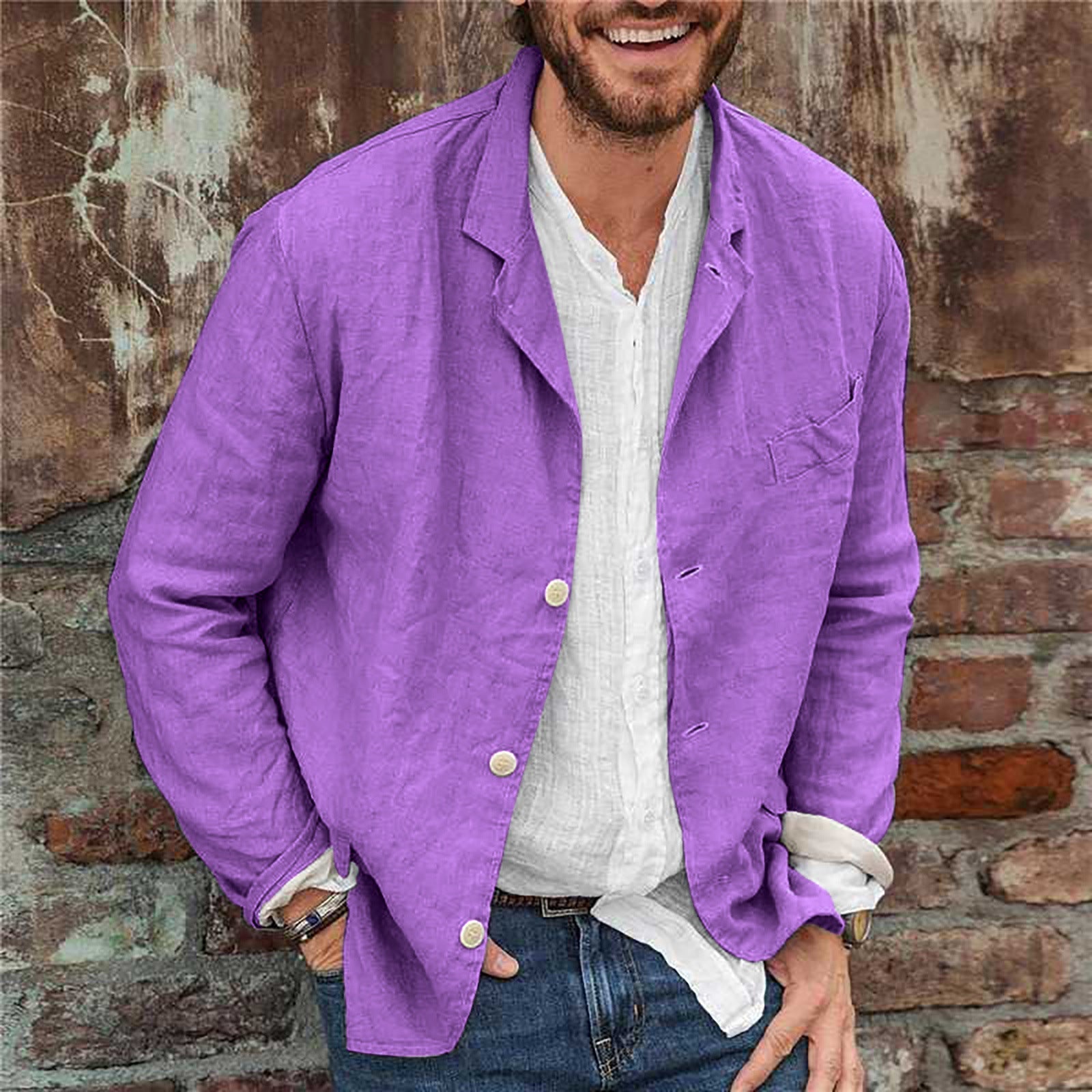 Ryan men's lightweight casual jacket in neutral tone, modern slim cut with clean minimalist design