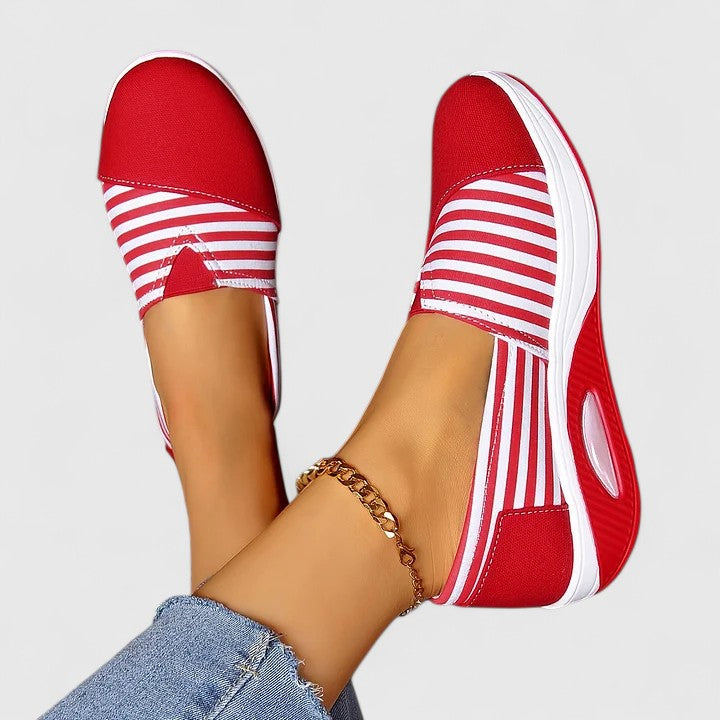 Women slip-on wedge sneakers soft canvas upper 3–5cm heel lift sporty feminine everyday comfort