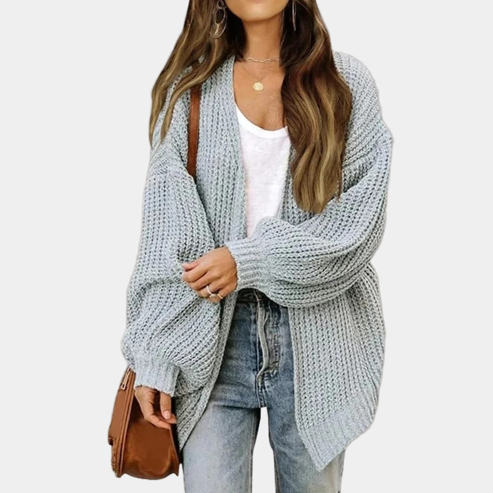 Women's oversized knitted cardigan casual chic relaxed fit with thick textured knit autumn layer
