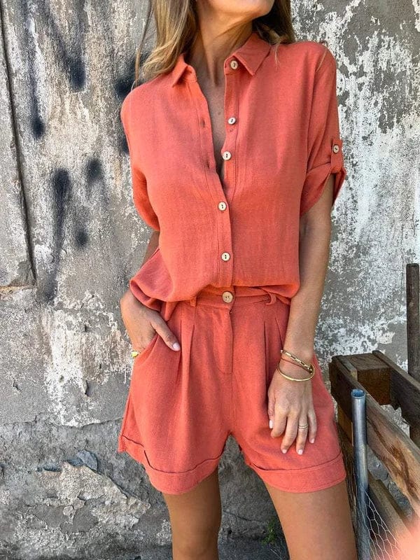 Women's breathable two-piece summer set, relaxed flowy silhouette with wrinkle-resistant fabric