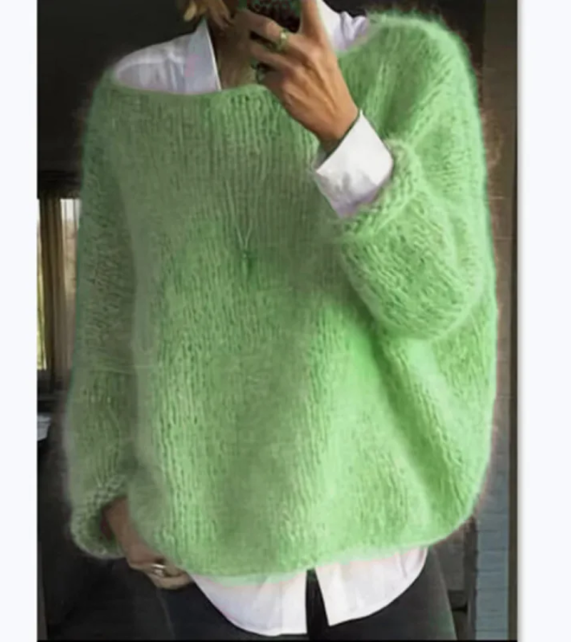 Women's loose fit soft knit sweater relaxed silhouette versatile everyday warmth all-day comfort