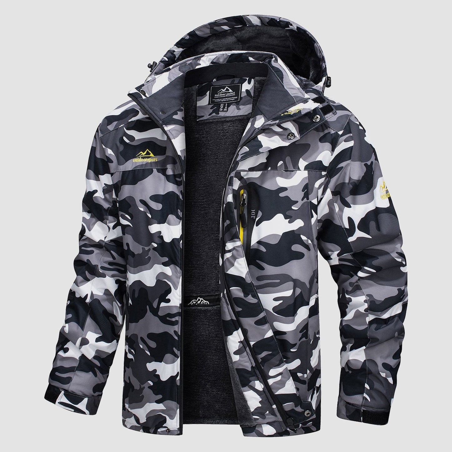 Men's water-resistant navy ski jacket fleece-lined parka with adjustable drawcord hem ultra-warm polyester shell