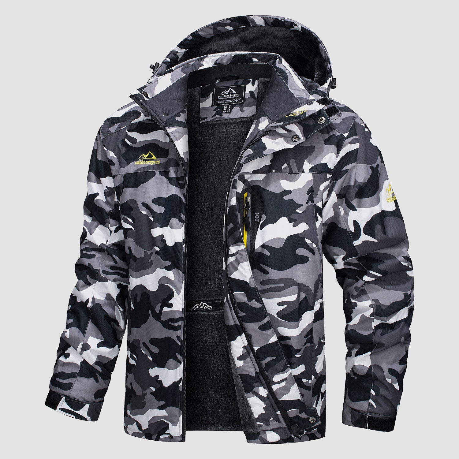 Men's water-resistant navy ski jacket fleece-lined parka with adjustable drawcord hem ultra-warm polyester shell