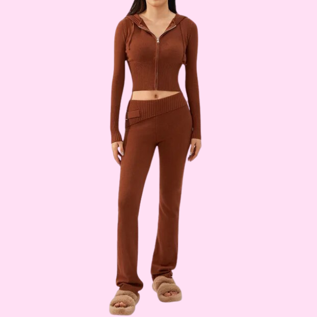 Women's relaxed fit hoodie lounge set, soft cozy fabric with practical hood for home and travel