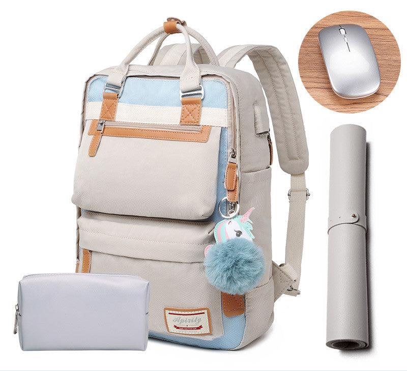 Women's waterproof laptop backpack 15.6 inch stylish shockproof shoulder bag sleek design