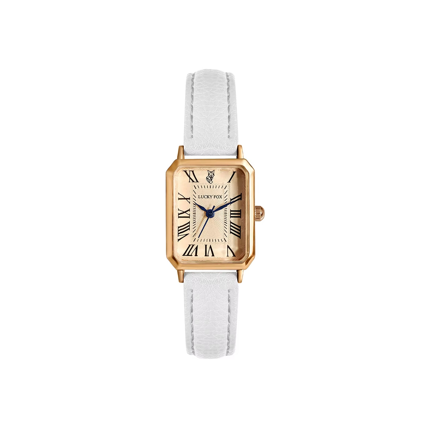 Versailles rectangle dress watch gold-tone case Roman numeral dial leather strap for professionals