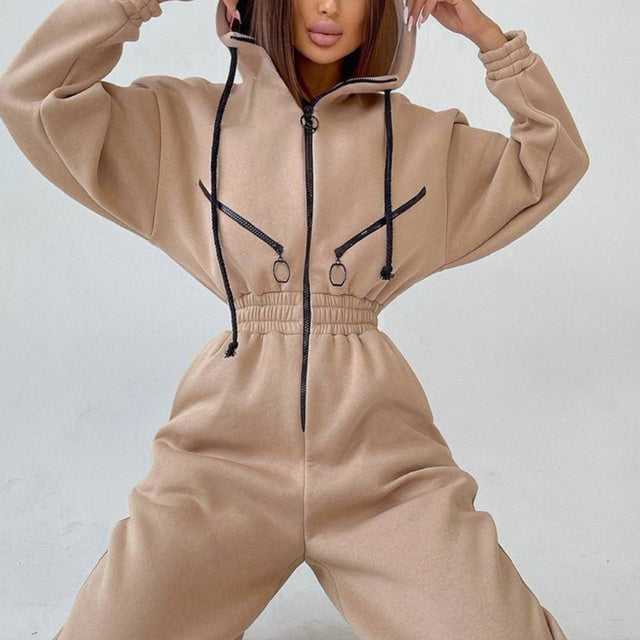 Women's hoodie two-piece spandex set stand-up collar casual athleisure comfort stretch fit