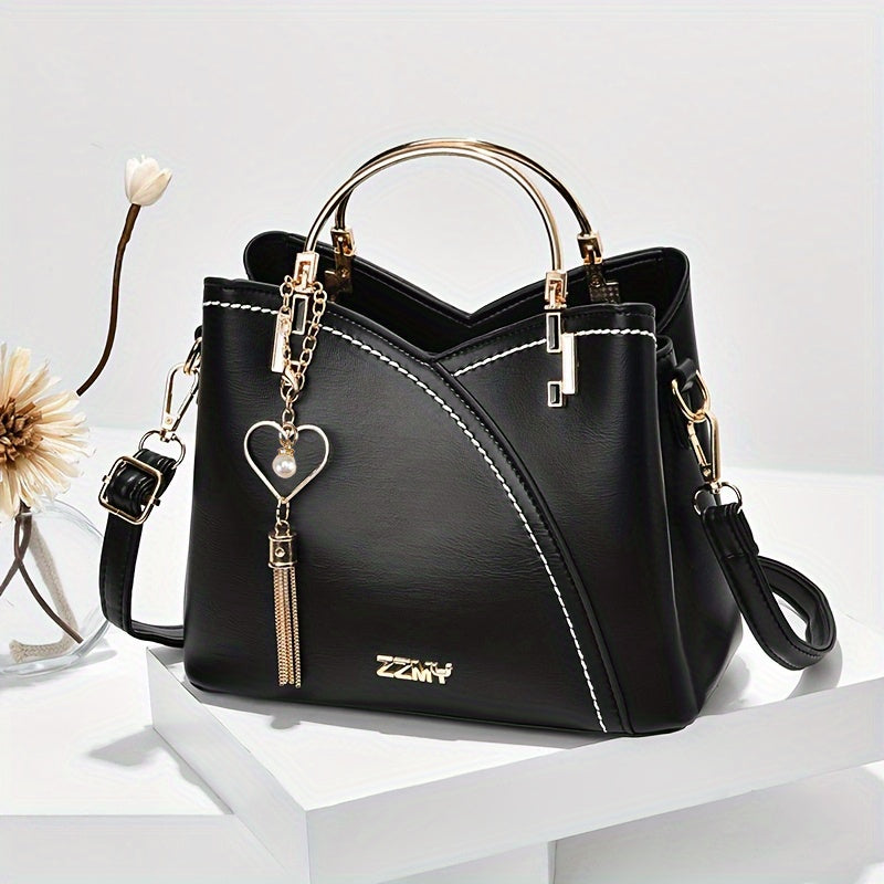 Women color block structured tote crossbody bag with detachable strap bold contrast elegant everyday