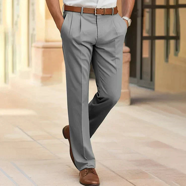 Men's casual business pants modern slim fit neutral tone wrinkle-resistant fabric for all-day office comfort