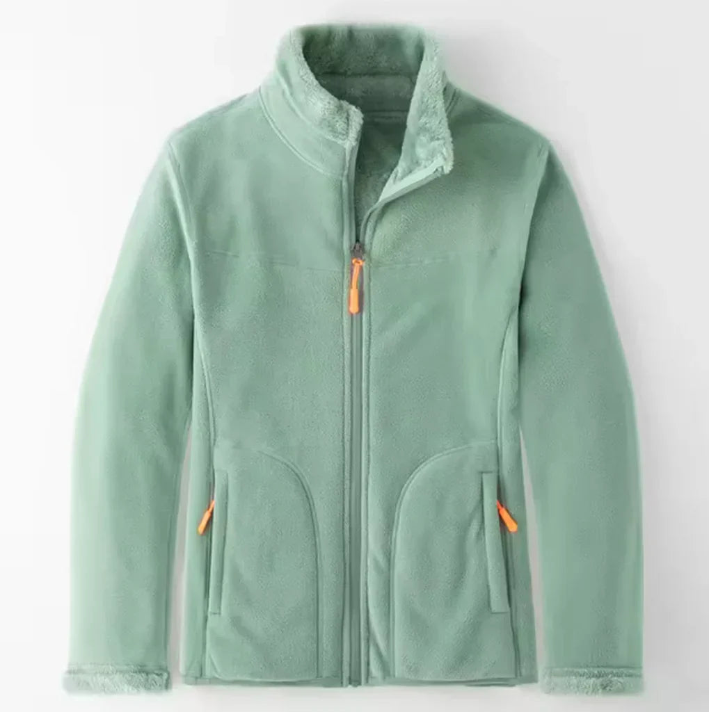 Men's fleece full-zip jacket with plush lining, everyday casual outerwear with zippered pockets