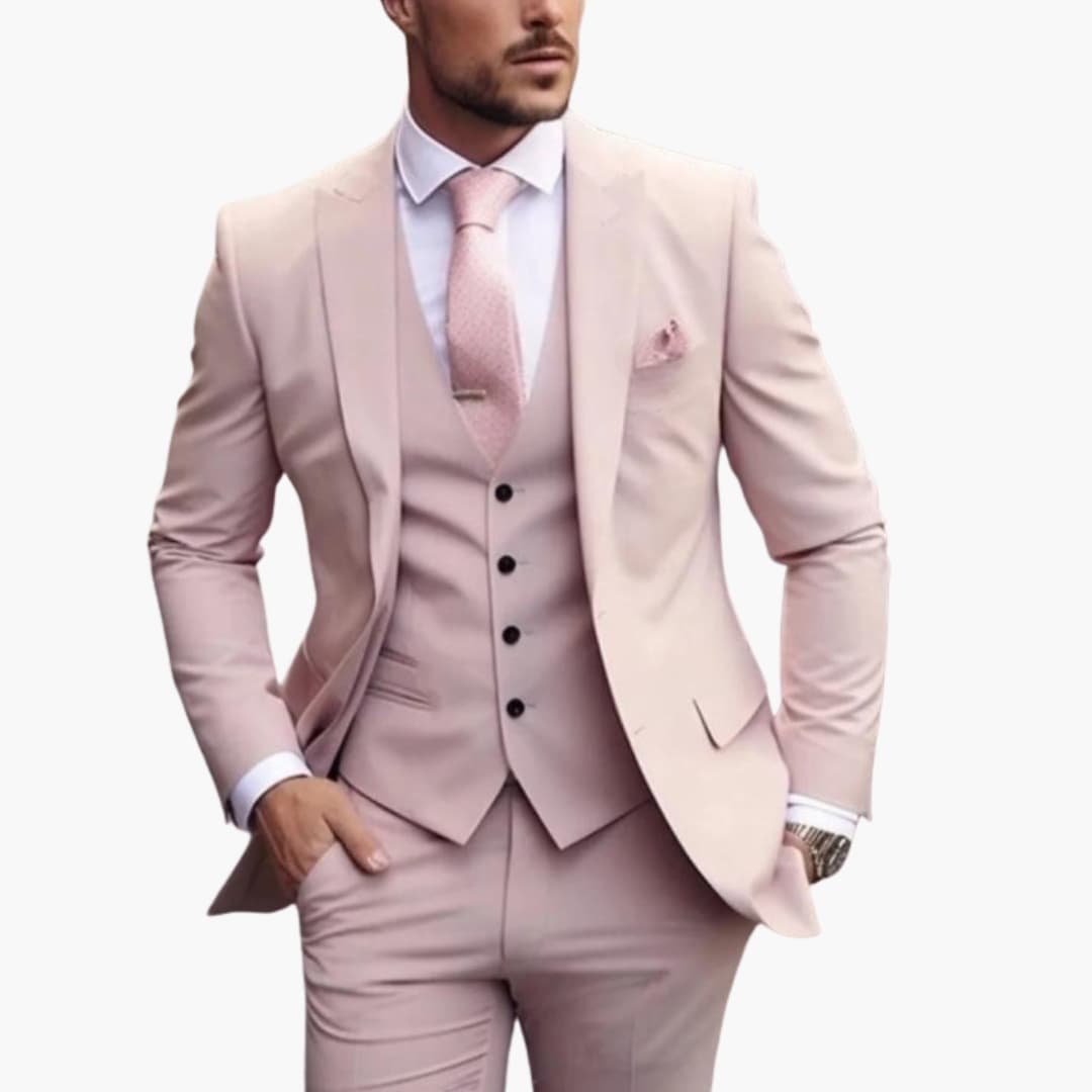 Men's three-piece classic business suit set jacket vest pants formal professional style