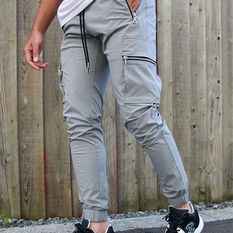 Men's olive cargo pants relaxed fit with drawstring waistband and functional side cargo pockets