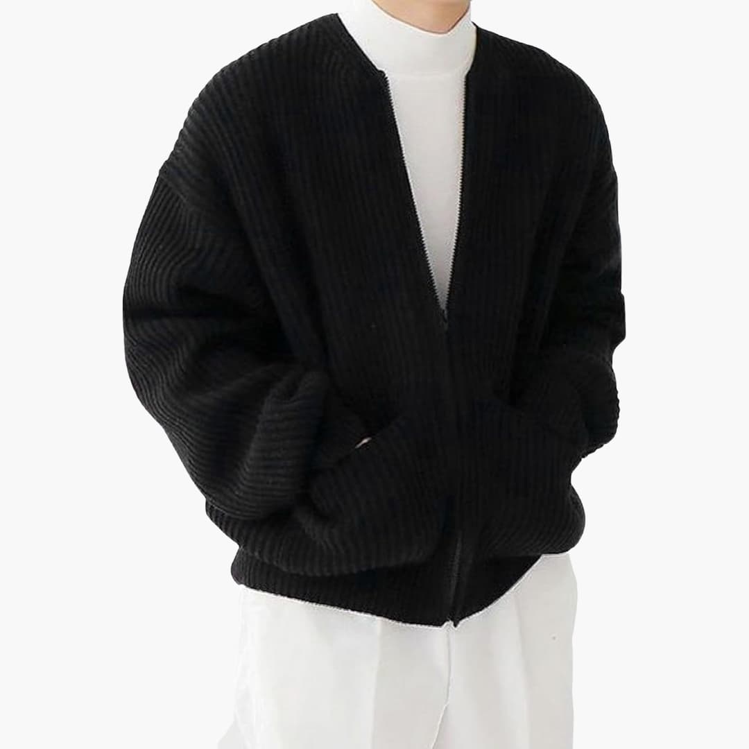 Retro printed soft cardigan with cozy warm fabric and vintage pattern for fashionable adults