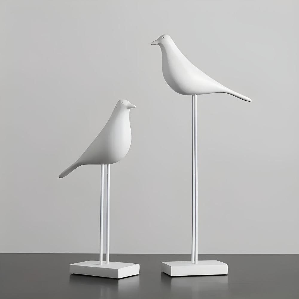 Minimalist ceramic bird figurine glossy smooth finish abstract sculpture modern home accent decor