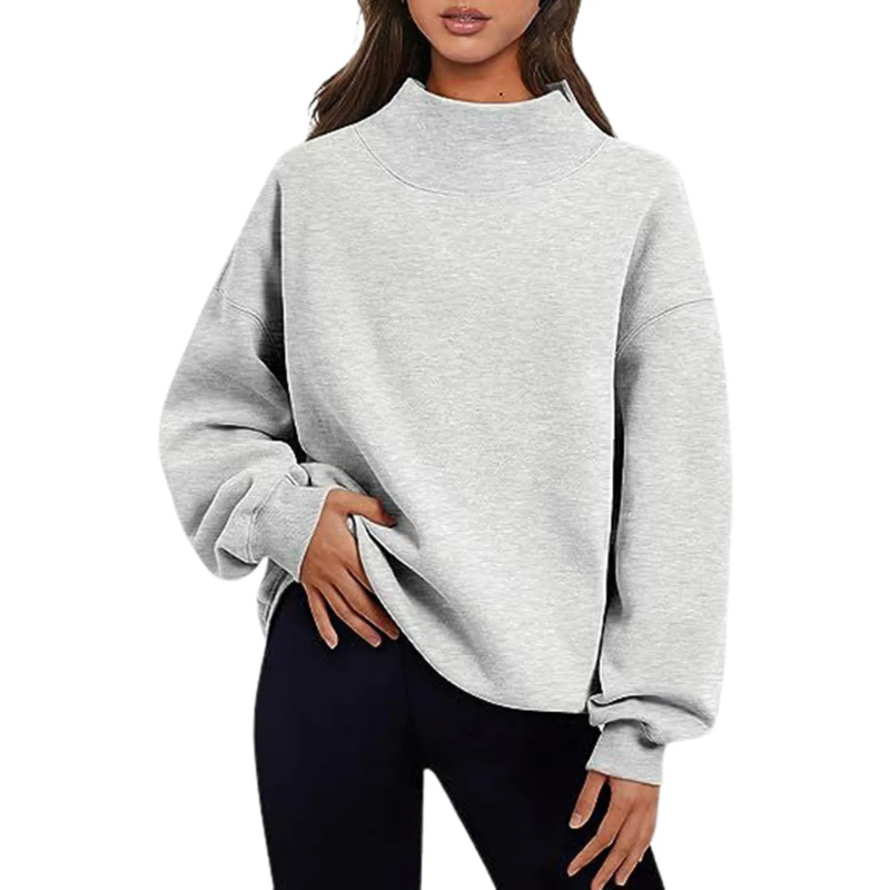 Loose unisex long sleeve pullover in minimalist style, relaxed fit with soft warm fabric for everyday comfort