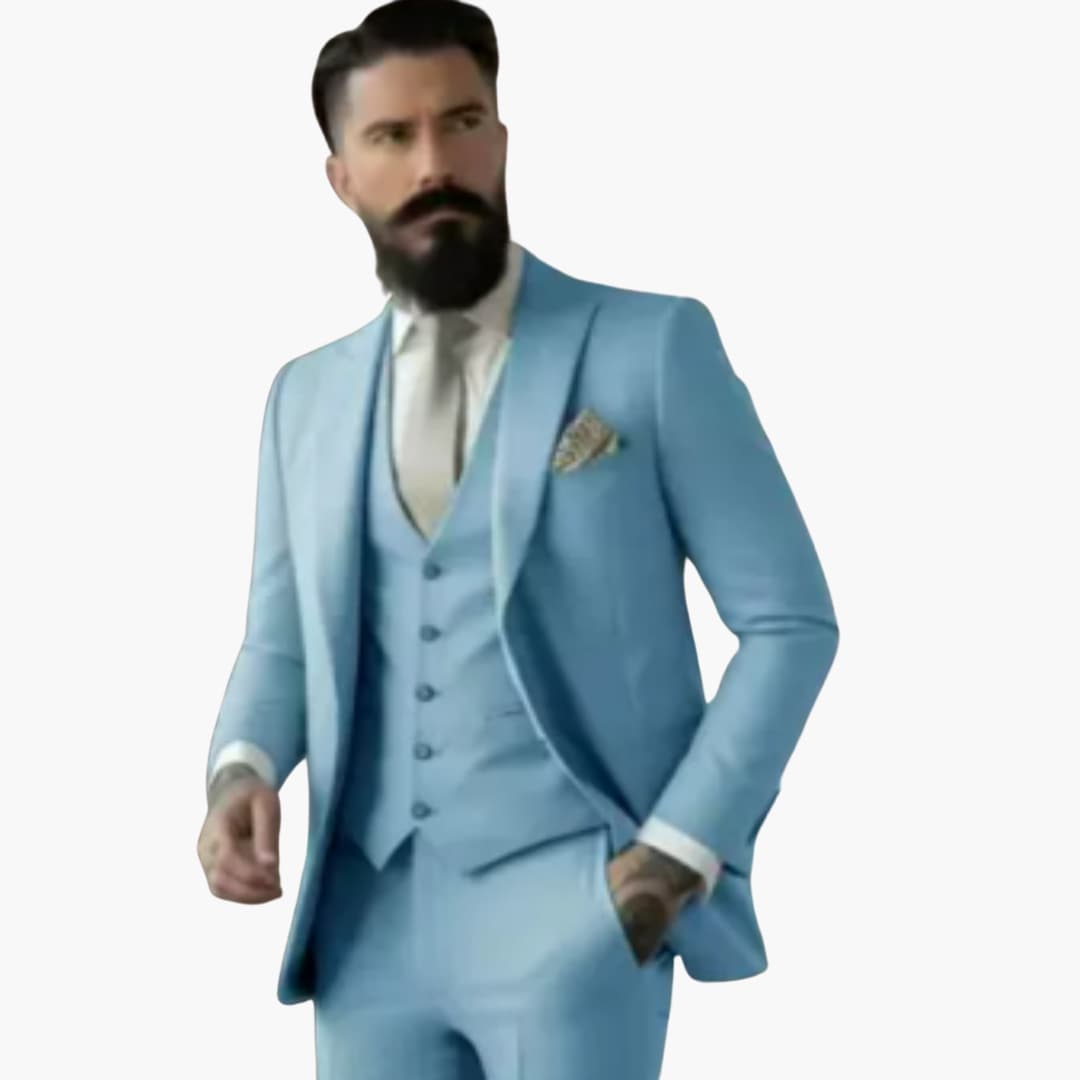 Men's navy double breasted suit premium fit elegant classic design for formal wedding guest