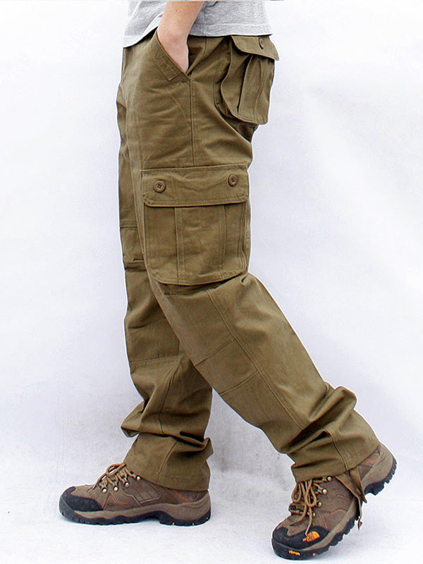 Men's stretch cotton cargo pants straight cut 6-pocket outdoor adventure durable comfort